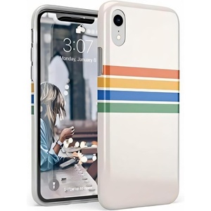 image:imageCasely iPhone XR Case  Subtle Blush  White and Pink Marble  Classic Ultra Slim DesignTotally Groovy  Rainbow Stripes Color Block