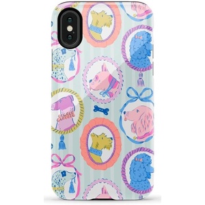 image:imageCasely iPhone XXS Case  Blue Stripes  Sunday Best  Essential Slim DualLayer Protective DesignChateau Pups  French Dog