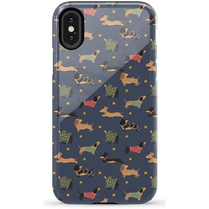 image:imageCasely iPhone XXS Case  Blue Stripes  Sunday Best  Essential Slim DualLayer Protective DesignDashing Doxies  Dachshund Dog