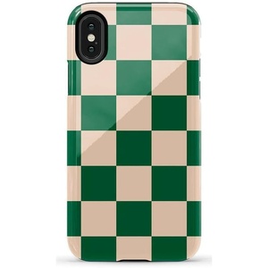 image:imageCasely iPhone XXS Case  Blue Stripes  Sunday Best  Essential Slim DualLayer Protective DesignFit Check  Green Checkerboard