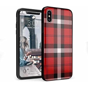 image:imageCasely iPhone XXS Case  Other Side  Holographic Metallic Stained Glass Marble  Classic Ultra Slim DesignAs if Red Plaid