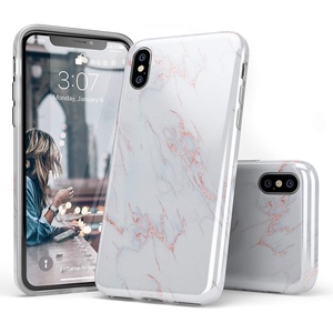 image:imageCasely iPhone XXS Case  Other Side  Holographic Metallic Stained Glass Marble  Classic Ultra Slim DesignBeautiful White and Pink Marble