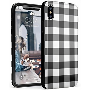 image:imageCasely iPhone XXS Case  Other Side  Holographic Metallic Stained Glass Marble  Classic Ultra Slim DesignCheck Me Out  Checkerboard
