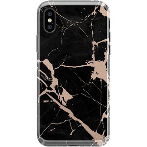 image:imageCasely iPhone XXS Case  Other Side  Holographic Metallic Stained Glass Marble  Classic Ultra Slim DesignCracked Rose Gold Black Marble