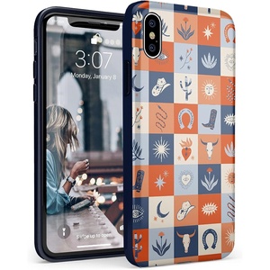 image:imageCasely iPhone XXS Case  Other Side  Holographic Metallic Stained Glass Marble  Classic Ultra Slim DesignDirt Road Chic  Western Squares