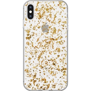 image:imageCasely iPhone XXS Case  Other Side  Holographic Metallic Stained Glass Marble  Classic Ultra Slim DesignRose and Gold Flaked Clear
