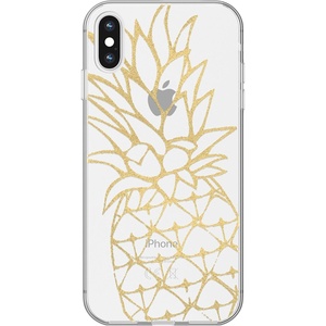 image:imageCasely iPhone XXS Case  Other Side  Holographic Metallic Stained Glass Marble  Classic Ultra Slim DesignShiny Gold Pineapple Clear