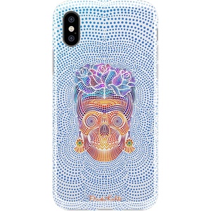 image:imageCasely iPhone XXS Case  Other Side  Holographic Metallic Stained Glass Marble  Classic Ultra Slim DesignVida y Muerte  Frida Kahlo Dotted Skull