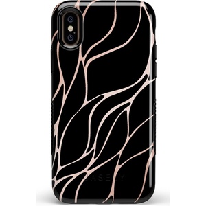 image:imageCasely iPhone XXS Case  Stuck on U  Festival Sticker Floral  Bold Protective DesignBlack and Gold Metallic Waves