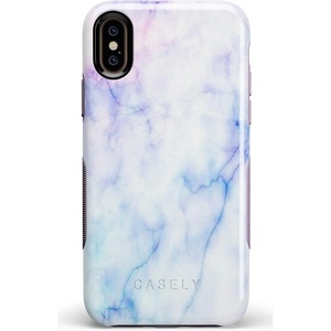 image:imageCasely iPhone XXS Case  Stuck on U  Festival Sticker Floral  Bold Protective DesignBlue  Purple Cotton Candy Marble