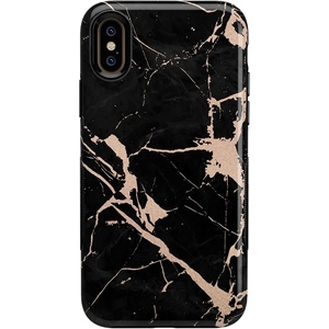 image:imageCasely iPhone XXS Case  Stuck on U  Festival Sticker Floral  Bold Protective DesignCracked Rose Gold Black Marble