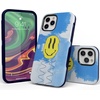 image:imageCasely iPhone 11 Pro Case  Totally Groovy  Teal Rainbow Stripes Color Block  Bold Protective DesignOn Cloud Nine  Glitch Smiley Face