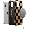 image:imageCasely iPhone 12 Mini Case  Fit Check  Black amp Brown Checkerboard  Bold Protective Design  MagSafe Compatible Design