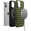 image:imageCasely iPhone 12 Mini Case  Harlequin Wicked Diamond  Black and Green  Bold Protective Design  MagSafe Compatible Design