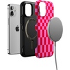 image:imageCasely iPhone 12 Mini Case  Vibe Check  Pink Checkerboard  Bold Protective Design  Compatible with MagSafe