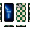 image:imageCasely iPhone 13 Mini Case  Clear Skies  Clear Shimmer  Compatible with MagSafe  Classic Ultra Slim DesignFit Check  Green Checkerboard