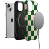 image:imageCasely iPhone 13 Mini Case  Clear Skies  Clear Shimmer  Compatible with MagSafe  Classic Ultra Slim DesignFit Check  Green Checkerboard
