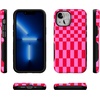 image:imageCasely iPhone 13 Mini Case  Vibe Check  Pink Checkerboard  Bold Protective Design  Compatible with MagSafe