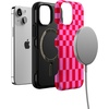 image:imageCasely iPhone 13 Mini Case  Vibe Check  Pink Checkerboard  Bold Protective Design  Compatible with MagSafe