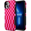 image:imageCasely iPhone 13 Mini Case  Vibe Check  Pink Checkerboard  Bold Protective Design  Compatible with MagSafe