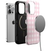 image:imageCasely iPhone 13 Pro Case  Sunday Best  Pink Gingham  Bold Protective Design  Compatible with MagSafe
