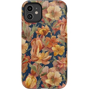 image:imageCasely iPhone 11 Case  Harlequin Midnight Diamond  Black and Purple  Essential Slim DualLayer Protective DesignFallen Gold  Antique Floral