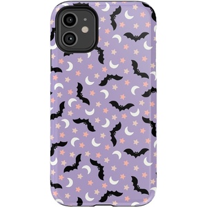 image:imageCasely iPhone 11 Case  Harlequin Midnight Diamond  Black and Purple  Essential Slim DualLayer Protective DesignMidnight Flight  Celestial Bats