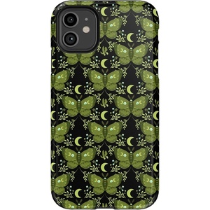 image:imageCasely iPhone 11 Case  Harlequin Midnight Diamond  Black and Purple  Essential Slim DualLayer Protective DesignMystic Moths  Green Twilight