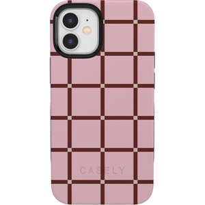 image:imageCasely iPhone 12 Mini Case  Uptown Gridlock  Pink Checkerboard  Bold Protective Design  Compatible with MagSafe
