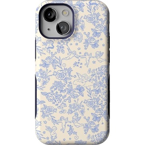 image:imageCasely iPhone 13 Mini Case  Clear Skies  Clear Shimmer  Compatible with MagSafe  Classic Ultra Slim DesignCupids Canvas  Periwinkle Floral