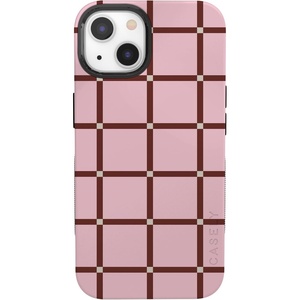 image:imageCasely iPhone 13 Mini Case  Uptown Gridlock  Pink Checkerboard  Bold Protective Design  Compatible with MagSafe