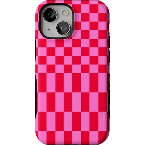 image:imageCasely iPhone 13 Mini Case  Vibe Check  Pink Checkerboard  Bold Protective Design  Compatible with MagSafe
