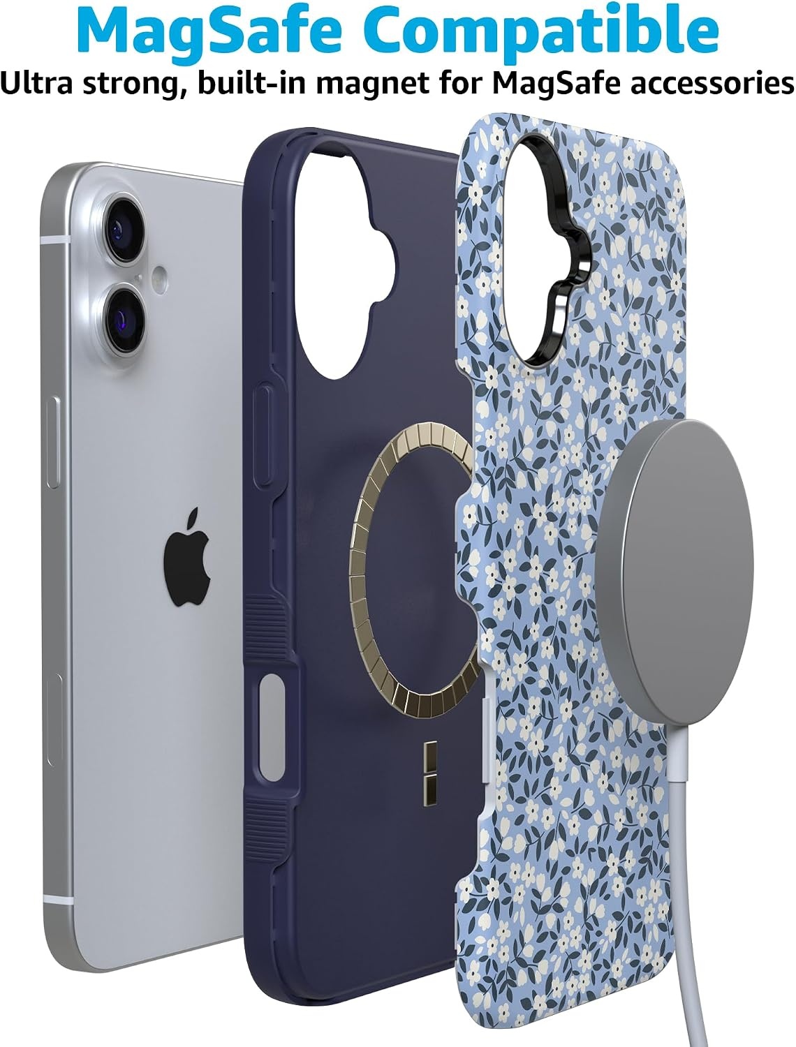 image:imageCasely iPhone 16 Plus Case  Picking Daisies  Cottagecore  Bold Protective Design  Compatible with MagSafe