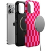 image:imageCasely iPhone 13 Pro Max Case  Vibe Check  Pink Checkerboard  Bold Protective Design  Compatible with MagSafe