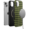 image:imageCasely iPhone 14 Case  Harlequin Wicked Diamond  Black and Green  Bold Protective Design  MagSafe Compatible Design
