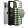 image:imageCasely iPhone 14 Pro Max Case  Checked Twice  Green Plaid  Bold Protective Design  MagSafe Compatible Design