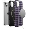 image:imageCasely iPhone 15 Plus Case  Harlequin Midnight Diamond  Black and Purple  Bold Protective Design  MagSafe Compatible Design