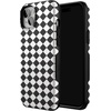 image:imageCasely iPhone 15 Plus Case  Harlequin Salem Diamond  Black and White  Bold Protective Design  MagSafe Compatible Design