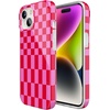 image:imageCasely iPhone 15 Plus Case  Lovebug  Blue Hearts  Compatible with MagSafe  Classic Ultra Slim DesignVibe Check  Pink Checkerboard