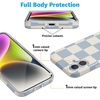 image:imageCasely iPhone 16 Plus Case  Blush Garden  Floral Doodle  Compatible with MagSafe  Classic Ultra Thin DesignFit Check  Light Blue Checkerboard