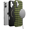 image:imageCasely iPhone 16 Plus Case  Harlequin Wicked Diamond  Black and Green  Bold Protective Design  MagSafe Compatible Design