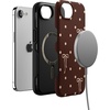 image:imageCasely iPhone 16e Case  Ride The Wave  Pastel Rainbow Lined  Bold Protective Design  Compatible with MagSafeTeddy Bows  Brown Polka Dot