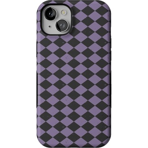 image:imageCasely iPhone 15 Plus Case  Harlequin Midnight Diamond  Black and Purple  Bold Protective Design  MagSafe Compatible Design
