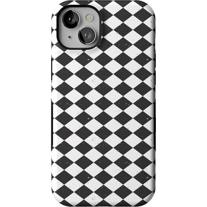 image:imageCasely iPhone 15 Plus Case  Harlequin Salem Diamond  Black and White  Bold Protective Design  MagSafe Compatible Design