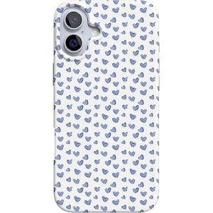 image:imageCasely iPhone 16 Case  Vibe Check  Pink Checkerboard  Compatible with MagSafe  Classic Ultra Slim DesignLovebug  Blue Hearts