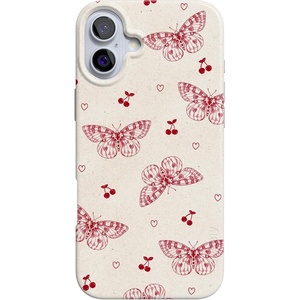 image:imageCasely iPhone 16 Plus Case  Blush Garden  Floral Doodle  Compatible with MagSafe  Classic Ultra Thin DesignHeart Flutters  Butterfly