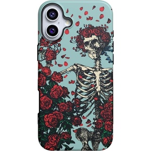 image:imageCasely iPhone 16 Plus Case  Forever Grateful  Grateful Dead Skeleton Floral  Bold Protective Design  Compatible with MagSafe