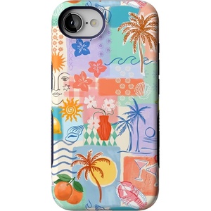 image:imageCasely iPhone 16e Case  Ride The Wave  Pastel Rainbow Lined  Bold Protective Design  Compatible with MagSafeTropical Heat  Beachy Collage