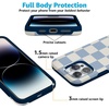 image:imageCasely iPhone 16 Pro Max Case  Lost in Spots  Cheetah Print  Bold Protective Design  Compatible with MagSafeFit Check  Light Blue Checkerboard