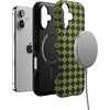 image:imageCasely iPhone 17 Case  Harlequin Wicked Diamond  Black and Green  Bold Protective Design  MagSafe Compatible Design